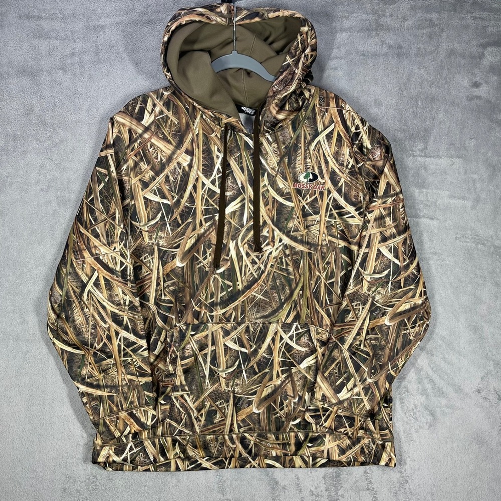 Mossy Oak Shadow Grass Blades Camo Hunting Hoodie Mens XL Waterfowl Pullover